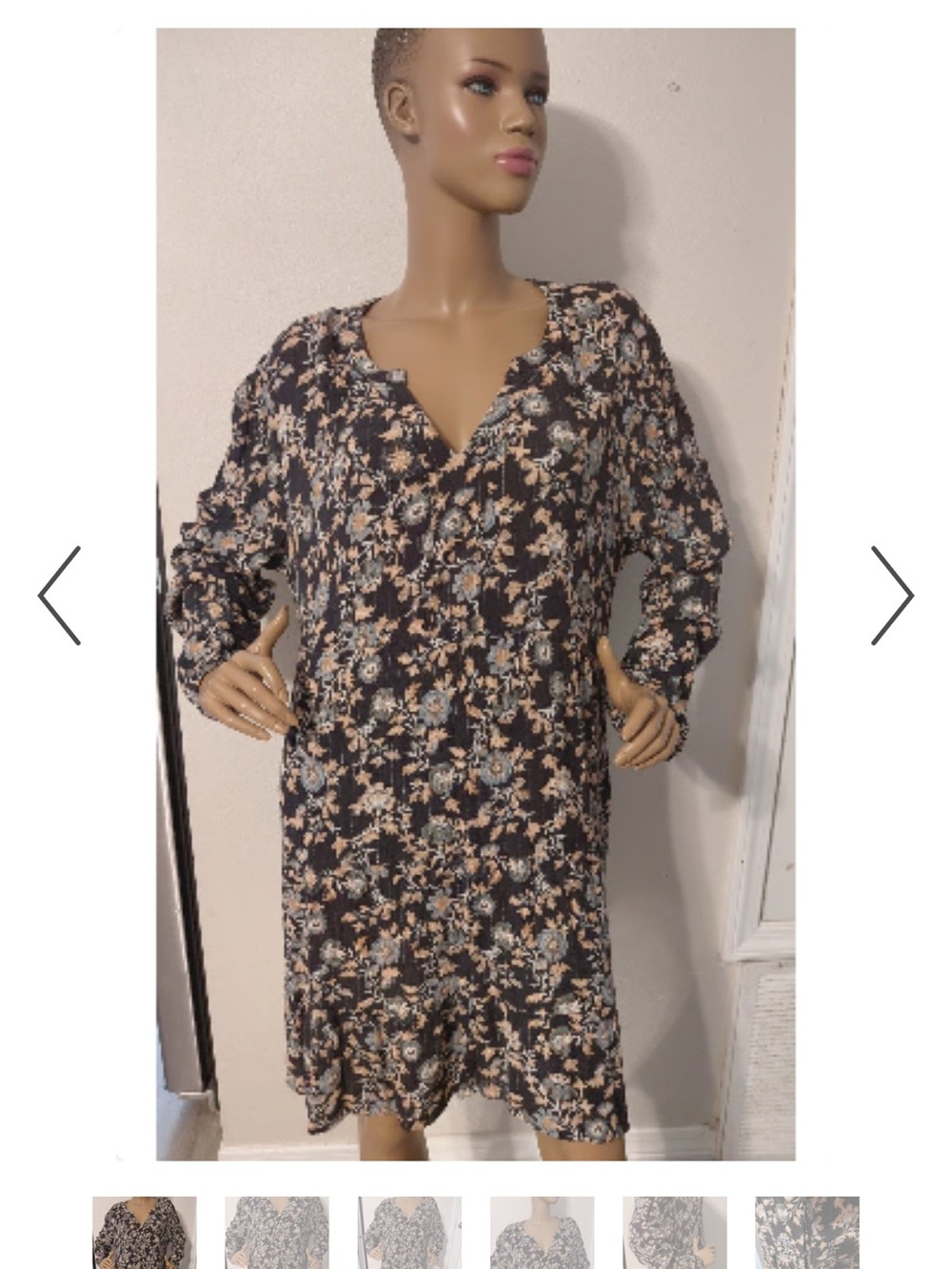 Knox Rose Black Floral V-Neck Long Sleeve Chemise